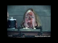 Restrained woman humiliated with disgusting food while helpless in this odd bdsm movie